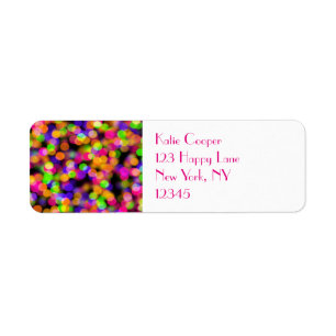Bright och mousserande Ljus Bokeh Background Returadress Etikett