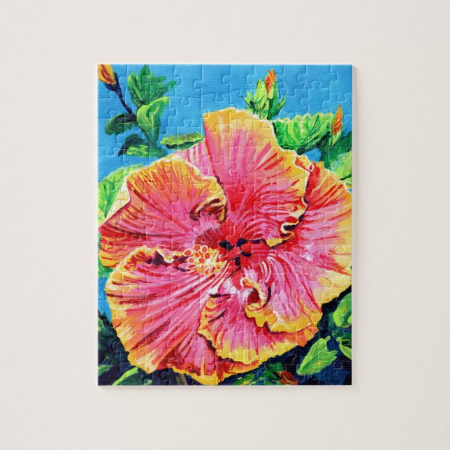 Bright och Sunny Rosa Hibiscus Puzzles Pussel (Vertikal)