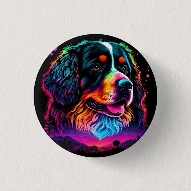 Bright och vackert Bernese Mountain Hund Knapp (Framsida)