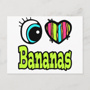 Bright Öga Heart I Kärlek Bananas Vykort