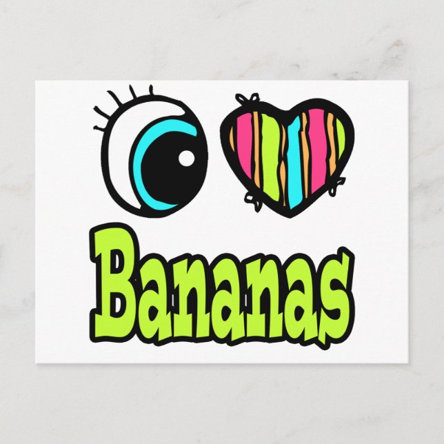 Bright Öga Heart I Kärlek Bananas Vykort (Framsida)