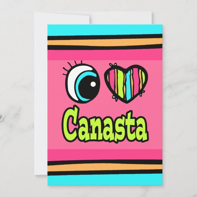 Bright Öga Heart I Kärlek Canasta Inbjudningar (Framsida)