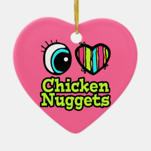 Bright Öga Heart I Kärlek Chicken Nuggets Julgransprydnad Keramik