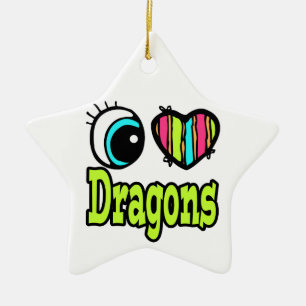 Bright Öga Heart I Kärlek Dragons Julgransprydnad Keramik