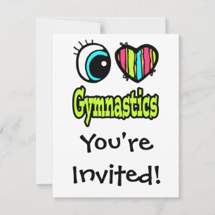 Bright Öga Heart I Kärlek Gymnastics Inbjudningar