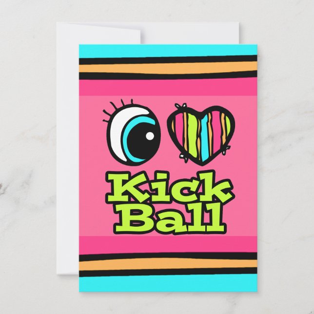 Bright Öga Heart I Kärlek Kick Boll Inbjudningar (Framsida)