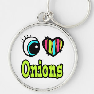 Bright Öga Heart I Kärlek Onions Rund Silverfärgad Nyckelring