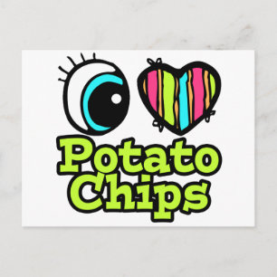 Bright Öga Heart I Kärlek Potato Chip Vykort