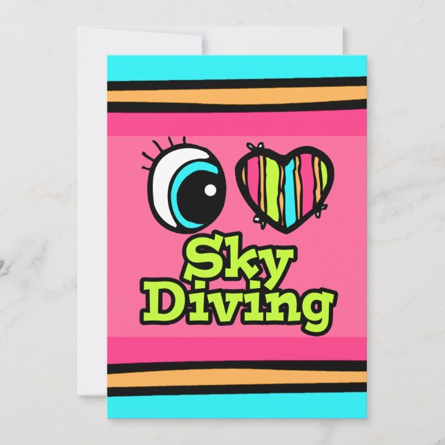 Bright Öga Heart I Kärlek Skydiving Inbjudningar (Framsida)