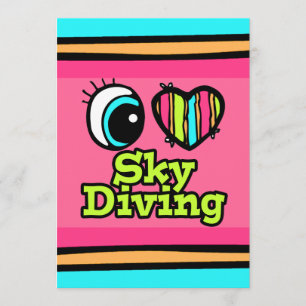 Bright Öga Heart I Kärlek Skydiving Inbjudningar