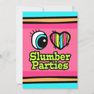 Bright Öga Heart I Kärlek Slumber Party Inbjudningar