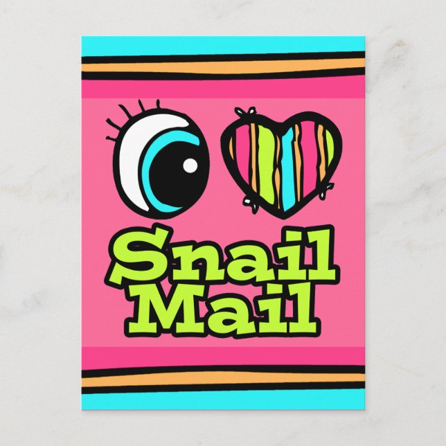 Bright Öga Heart I Kärlek Snigel Mail Vykort (Framsida)
