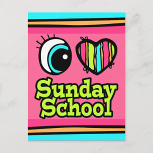 Bright Öga Heart I Kärlek Söndag School Vykort