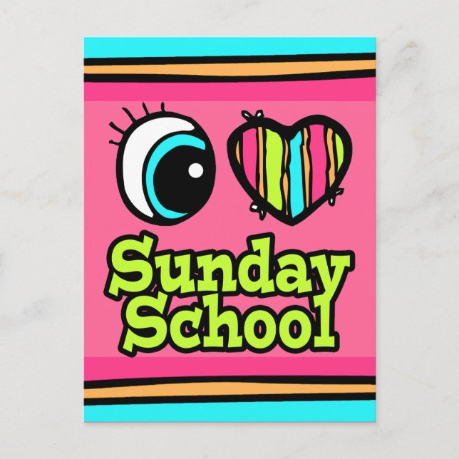 Bright Öga Heart I Kärlek Söndag School Vykort (Framsida)