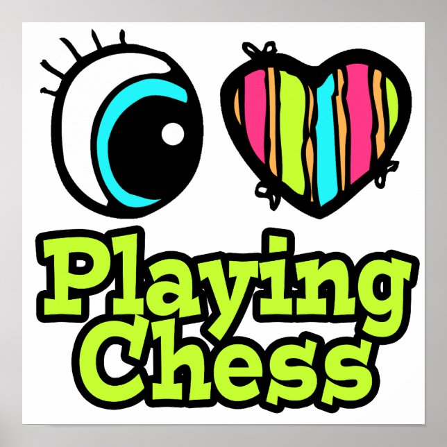 Bright Öga Heart I Kärlek spelar schack Poster (Framsidan)