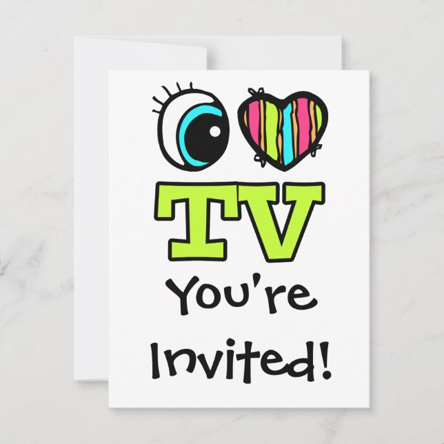 Bright Öga Heart I Kärlek TV Inbjudningar (Framsida)