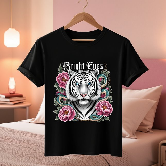 Bright Ögon Tiger T-Shirt - Blommigt Art (Skapare uppladdad)