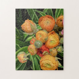 Bright Orang blommor Jigszle Puzzle Pussel