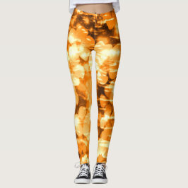 Bright Orange Abstrakt Flowers Sunny Vatten Leggings