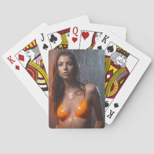 Bright Orange Bikini-modell Casinokort