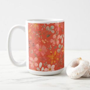 Bright Orange Blommigt Mors dag Kaffemugg