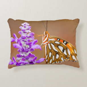 Bright Orange Bukt Fritillary Butterfly Prydnadskudde