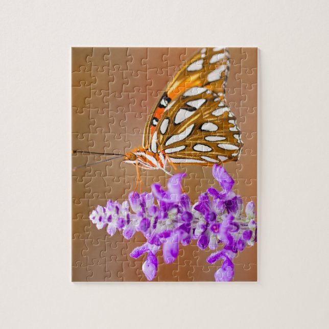 Bright Orange Bukt Fritillary Butterfly Pussel (Vertikal)
