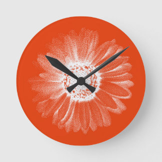 Bright Orange Floral Wall Clock Rund Klocka