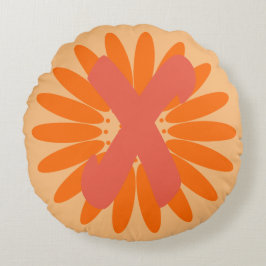 Bright Orange Giant Flower Monogram Rund Kudde