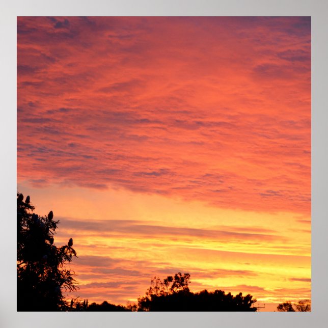 Bright Orange Glowing Cloudy Sunset Poster (Framsidan)