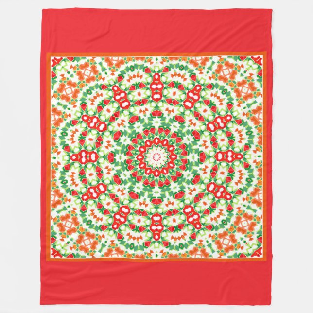 Bright Orange Grönt Fashionable Bandana Shawl Fleecefilt (Framsidan)