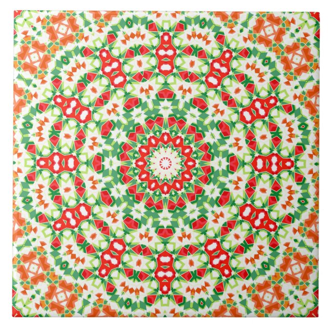 Bright Orange Grönt Fashionable Bandana Shawl Kakelplatta (Framsidan)