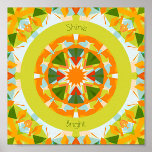 Bright Orange Grönt Shine Bright Star Baby Nursery Poster