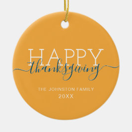Bright orange Happy thanksgiving Julgransprydnad Keramik