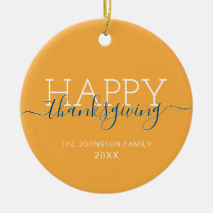 Bright orange Happy thanksgiving Julgransprydnad Keramik