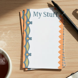 Bright Orange Hearts And Waves Post-it Block