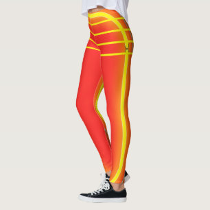 Bright Orange och Gult Mönster Womens Athletic Leggings