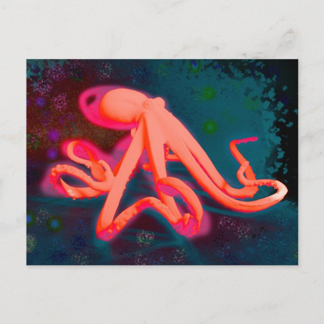 Bright Orange Octopus Vykort (Framsida)
