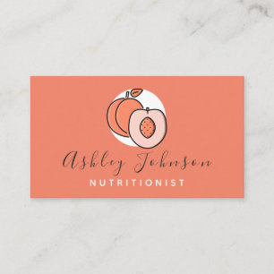 Bright Orange Peach Delicious Fruit Nutritionist Visitkort