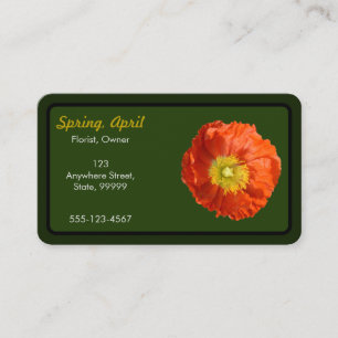 Bright Orange Poppy Flower Visitkort