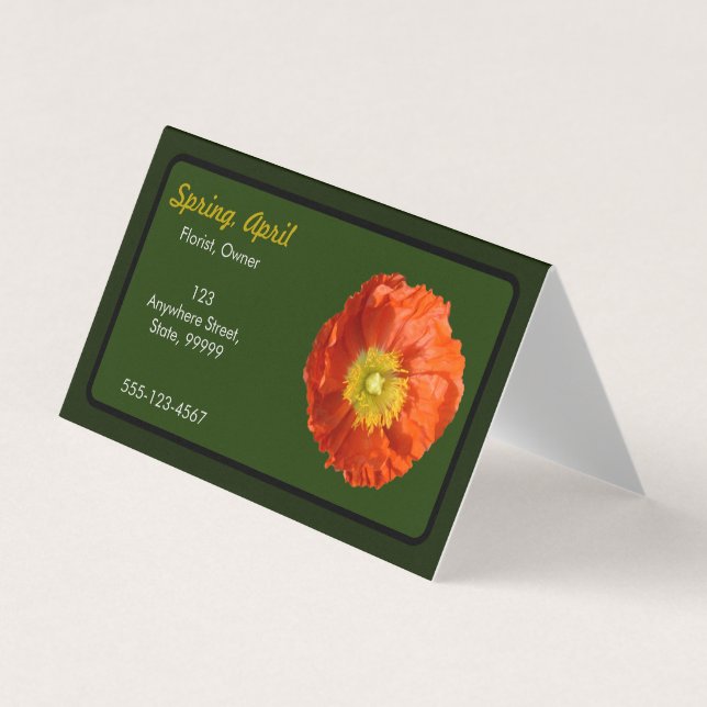 Bright Orange Poppy Flower Visitkort (Framsida)