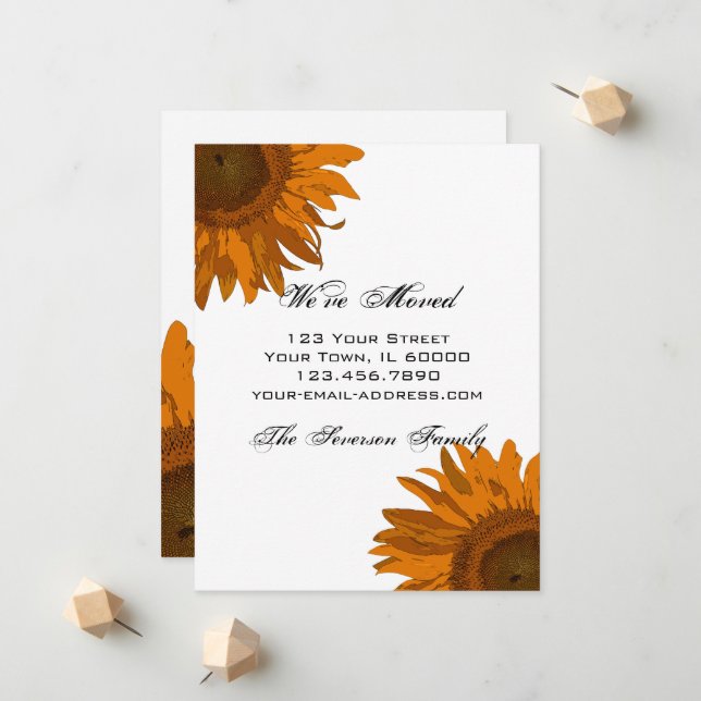 Bright Orange Solblommor Byte av Adress Meddelande (Fram/Back In Situ)