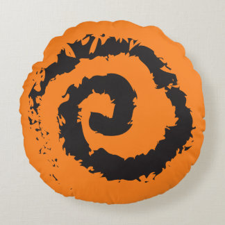 BRIGHT ORANGE SPIRAL Round Dekorativ kudde