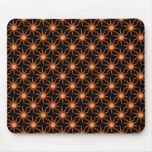 Bright Orange Swirling Sol Mousepad Musmatta (Framsidan)