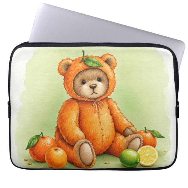 Bright Orange Teddy av Natasha Us Laptop Fodral (Framsidan)