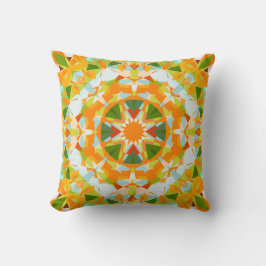Bright Orange Vibrant Grönt Star Boho Maximalist Kudde