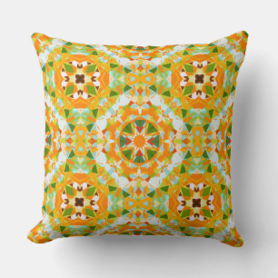 Bright Orange Vibrant Grönt Star Boho Maximalist Kudde
