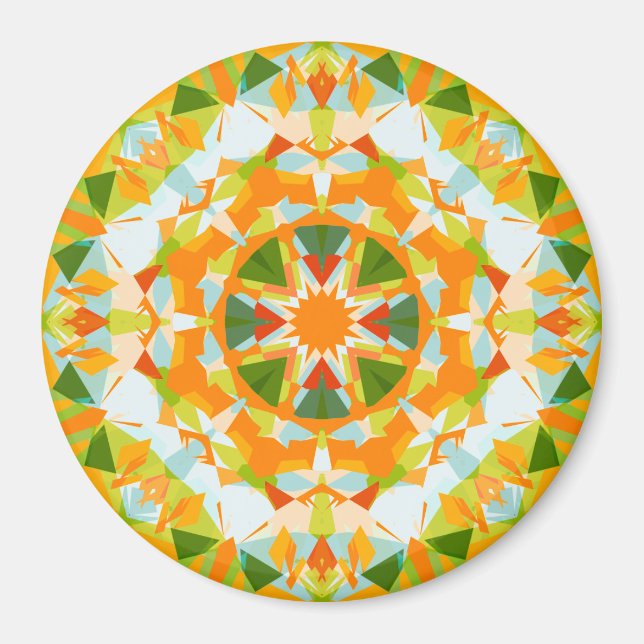 Bright Orange Vibrant Grönt Star Boho Maximalist Magnet (Framsidan)