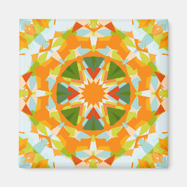 Bright Orange Vibrant Grönt Star Boho Maximalist Magnet