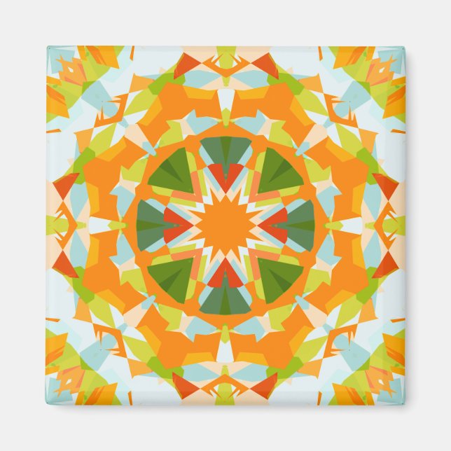 Bright Orange Vibrant Grönt Star Boho Maximalist Magnet (Framsidan)
